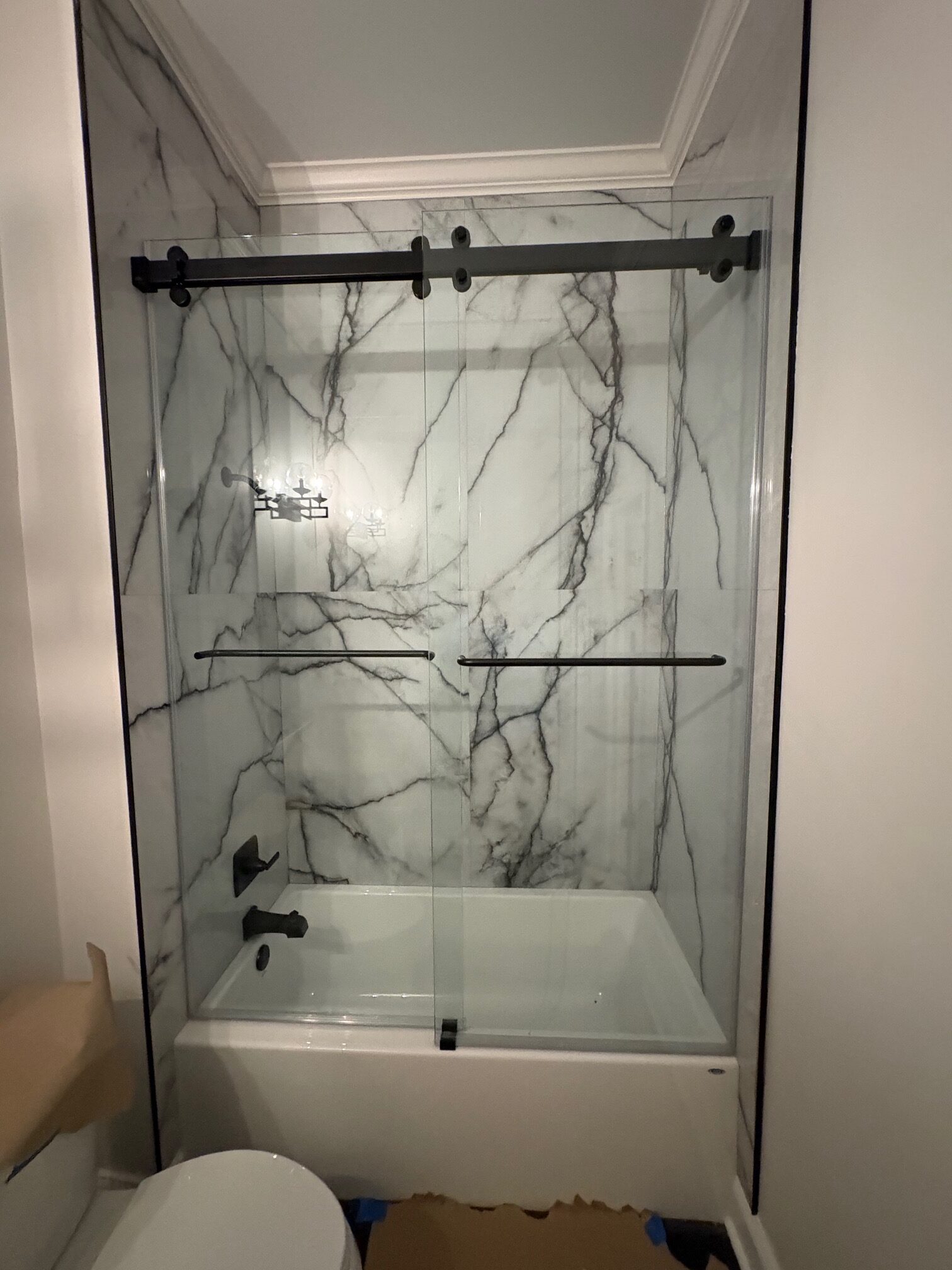 Pike- Road- Shower Glass- Farm door